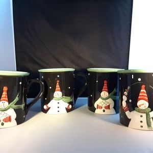 Snowman Christmas Holiday Coffee/Cocoa Mugs set 4